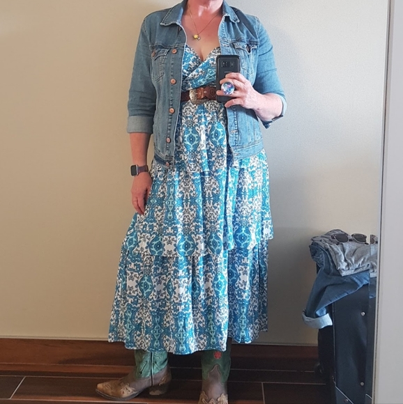 Gorgeous Closet London Tiered Summer Midi Dress 12US - Picture 10 of 11